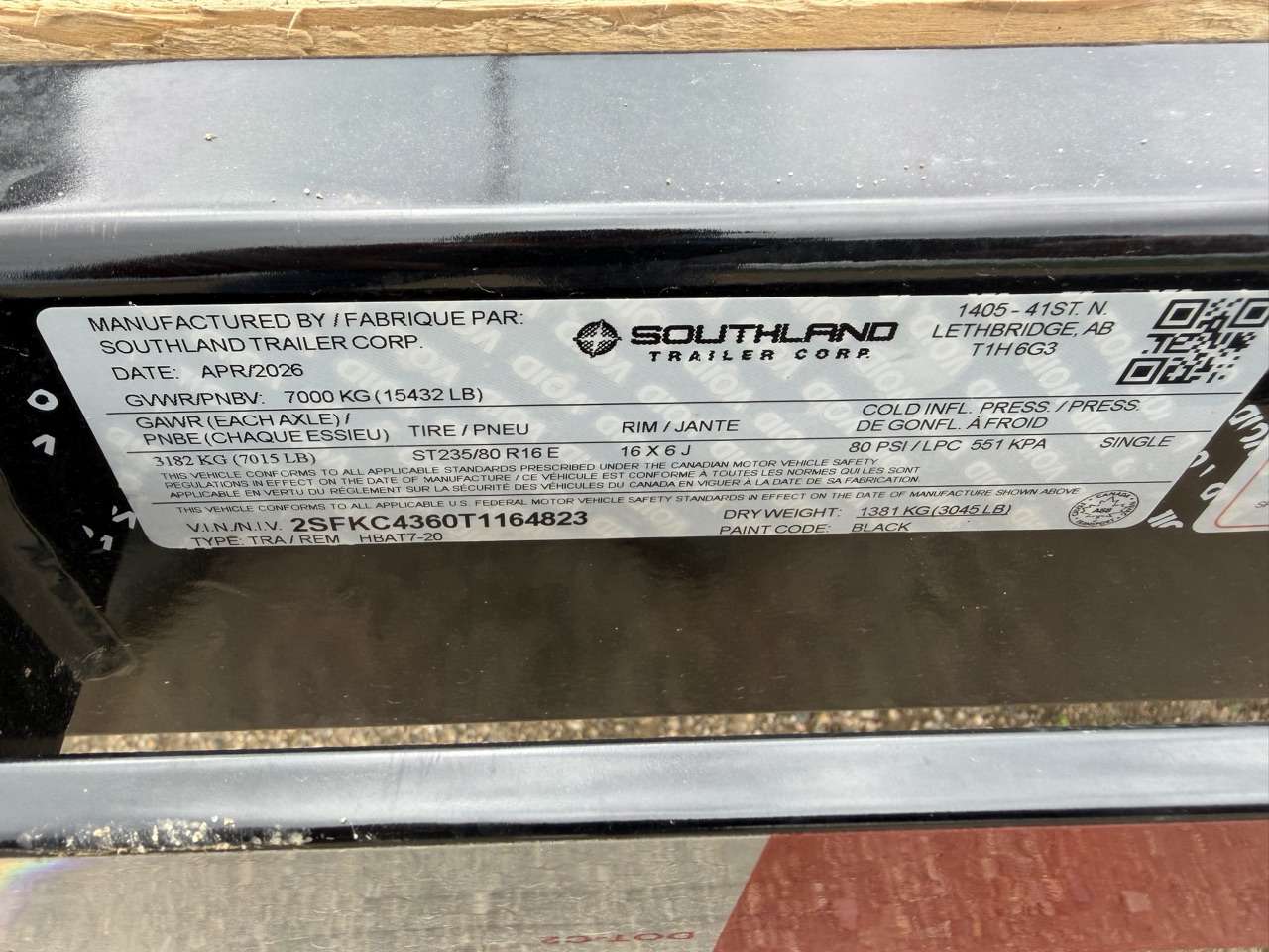 2026 Southland 20' Deckover Tandem 7K Trailer