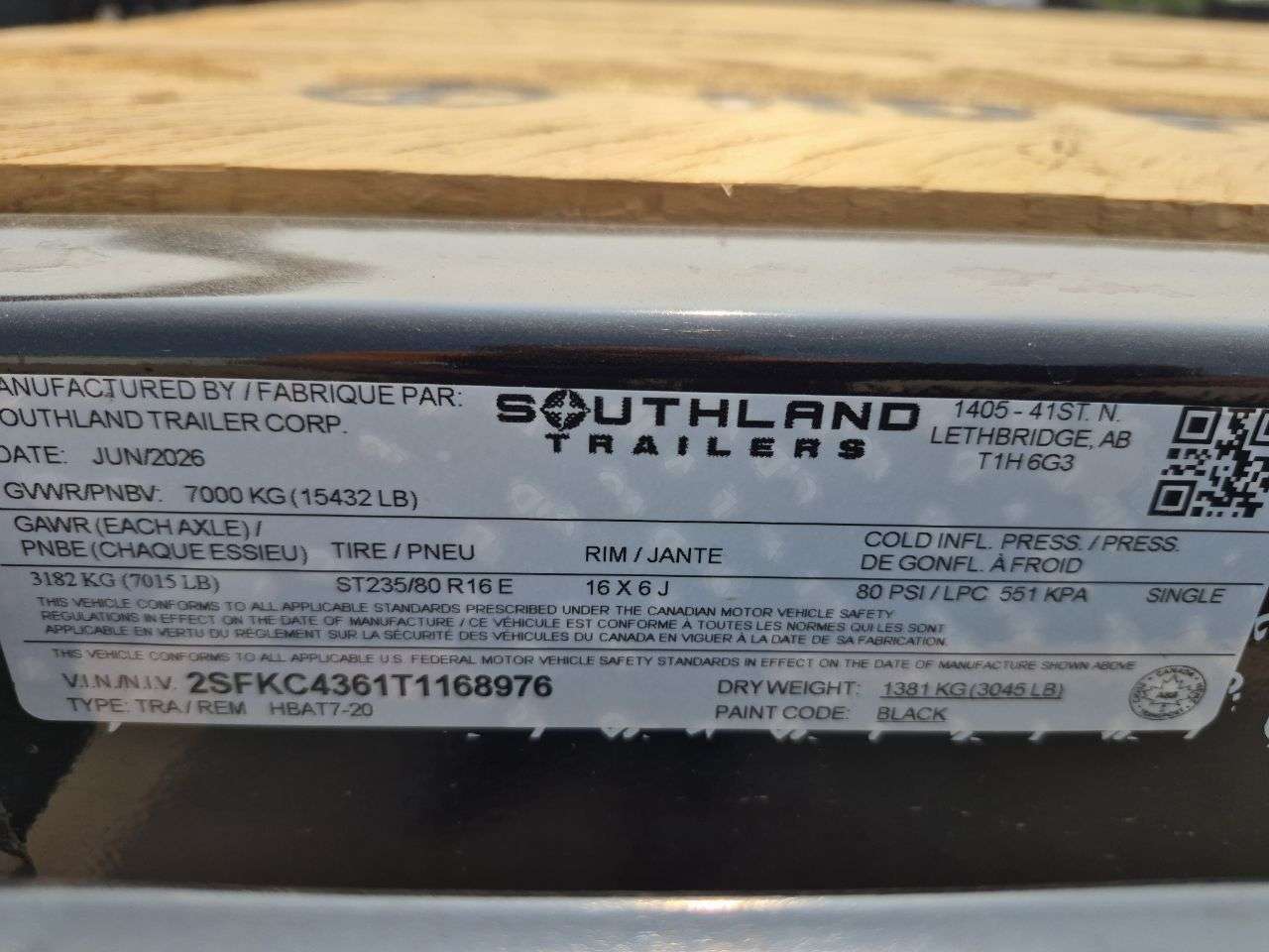 2026 Southland 20' Deckover Tandem 7K Trailer