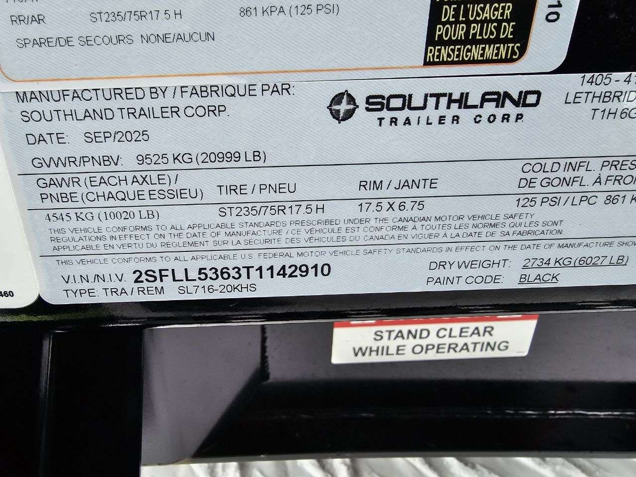 2026 Southland 20K 7' x 16' High Side Dump Trailer