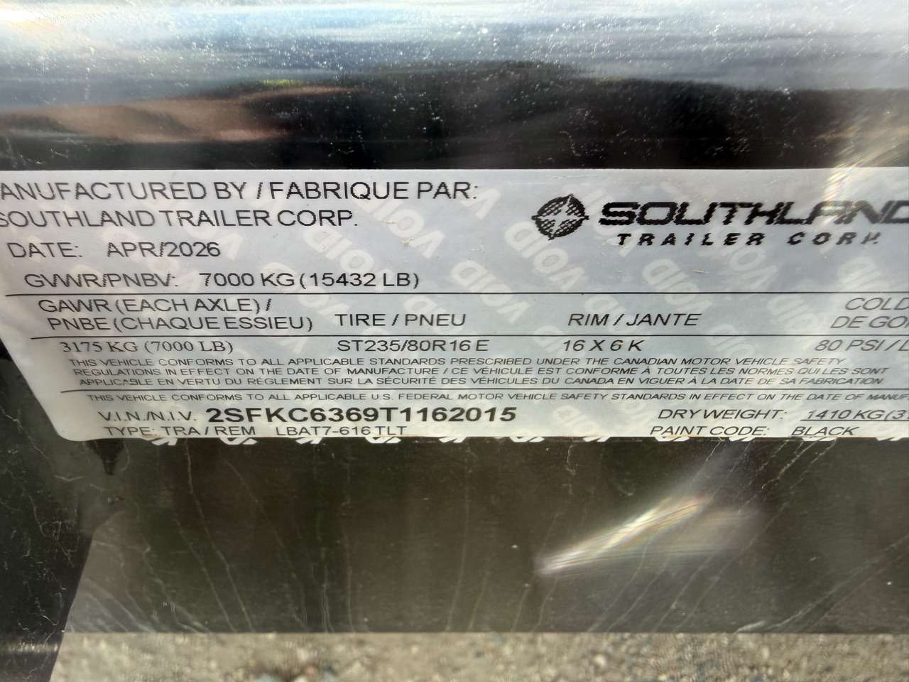 2026 Southland 22' (6' + 16') Partial Tilt Tandem 7K Trailer