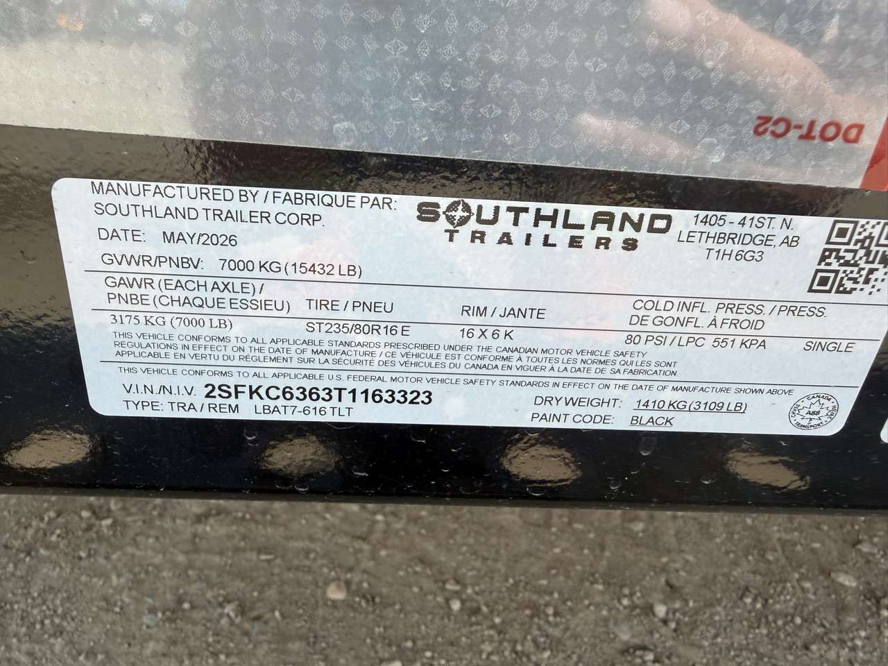 2026 Southland 22' (6' + 16') Partial Tilt Tandem 7K Trailer