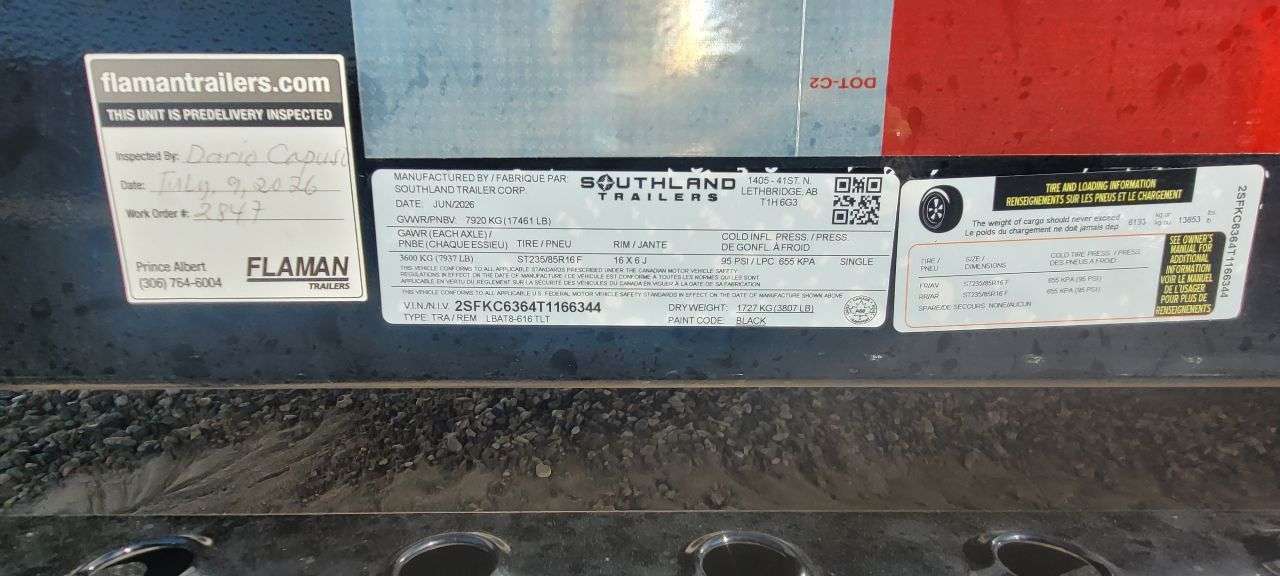 2026 Southland 22' (6' + 16') Partial Tilt Tandem 8K Trailer