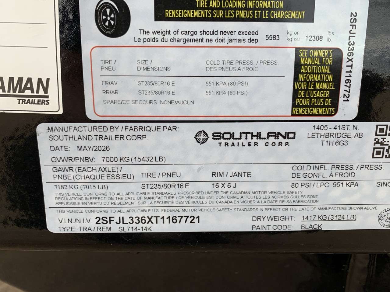 2026 Southland 7' x 14' Dump Tandem 7K Trailer