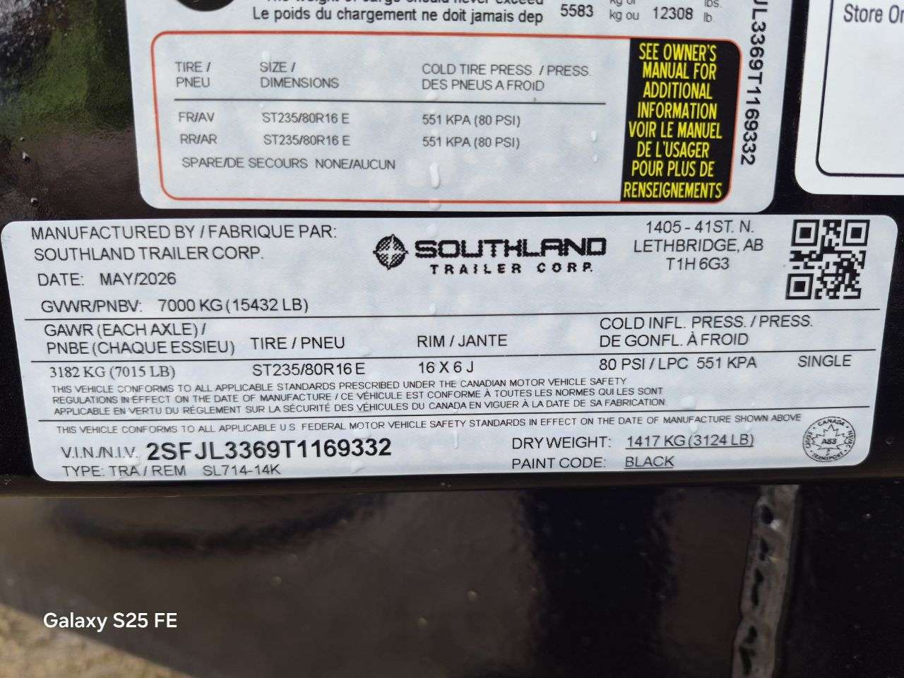 2026 Southland 7' x 14' Dump Tandem 7K Trailer