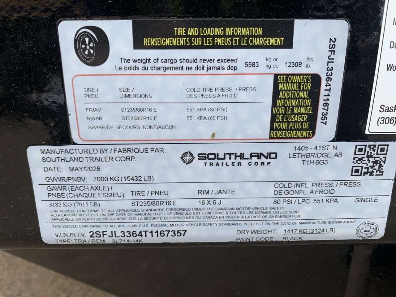 2026 Southland 7' x 14' Dump Tandem 7K Trailer