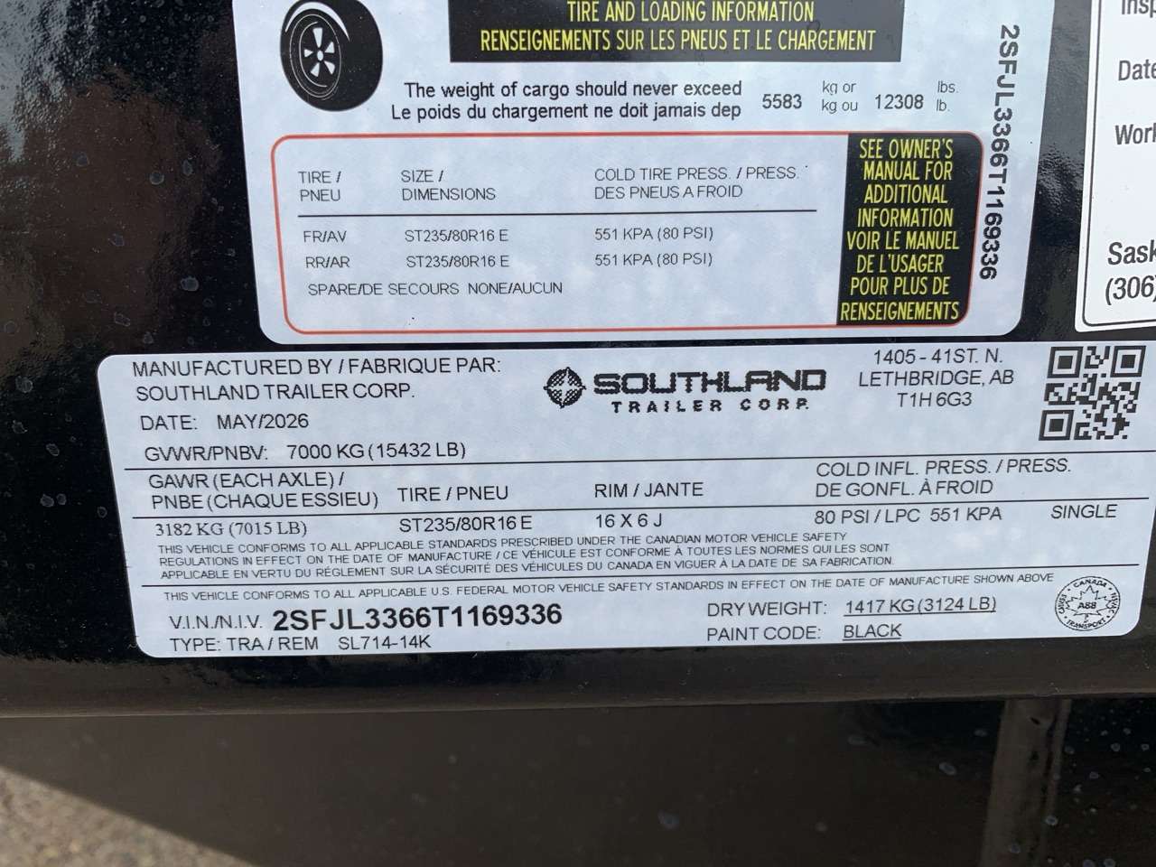 2026 Southland 7' x 14' Dump Tandem 7K Trailer