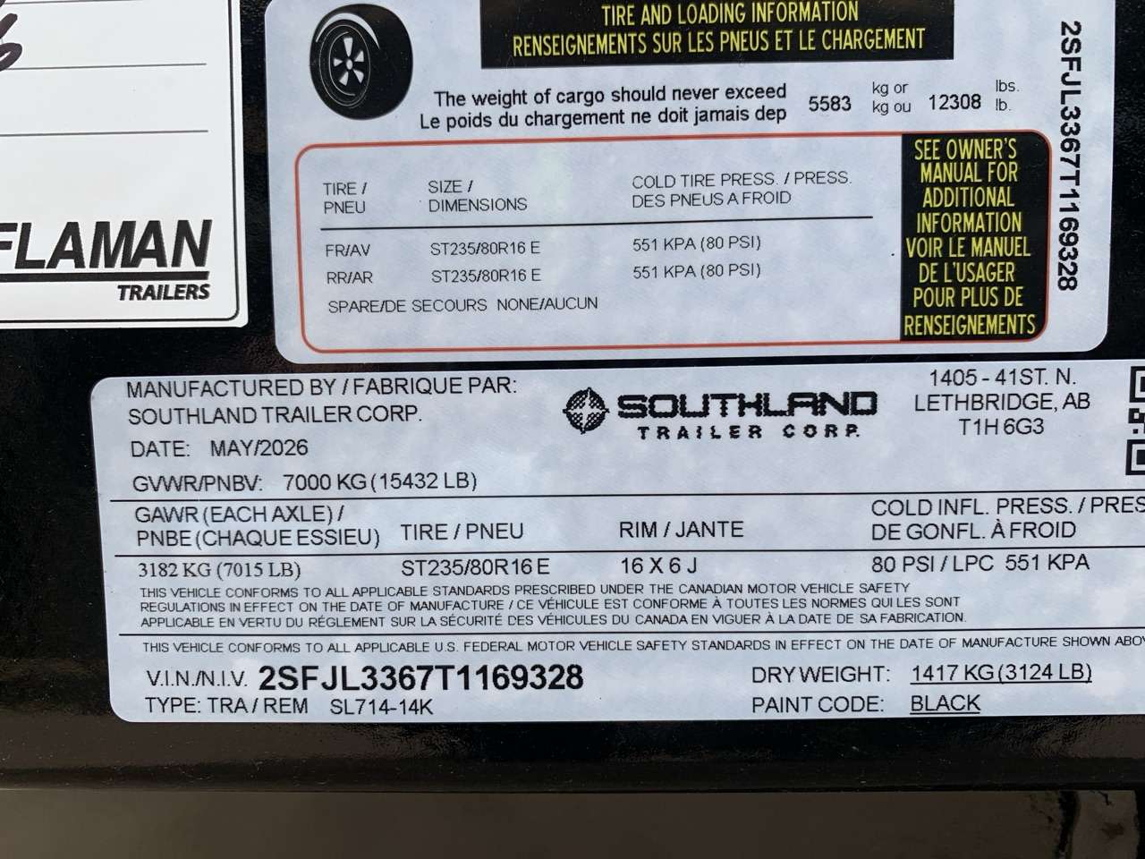2026 Southland 7' x 14' Dump Tandem 7K Trailer