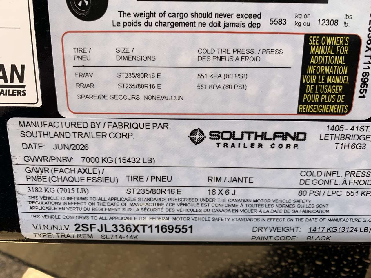 2026 Southland 7' x 14' Dump Tandem 7K Trailer