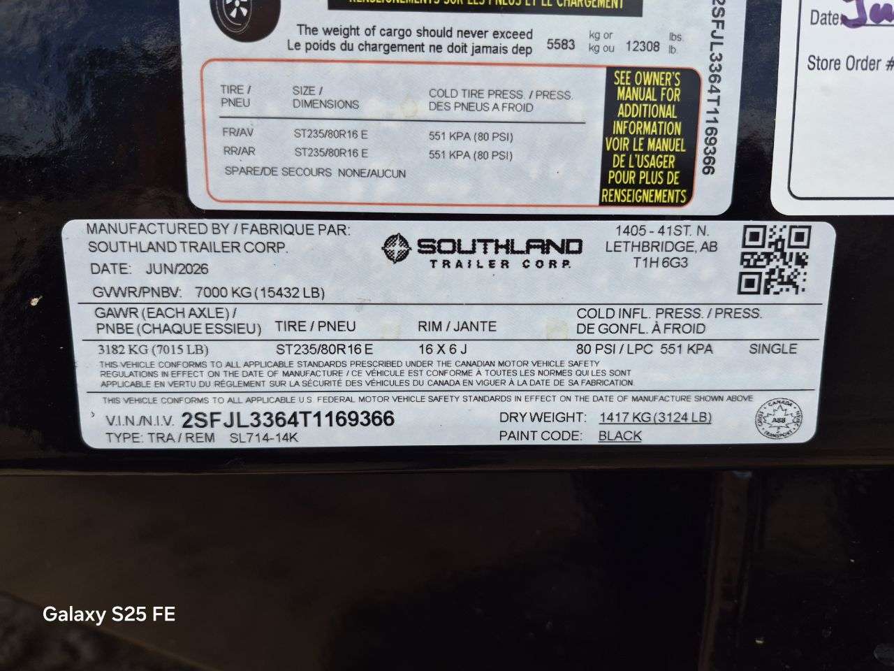 2026 Southland 7' x 14' Dump Tandem 7K Trailer
