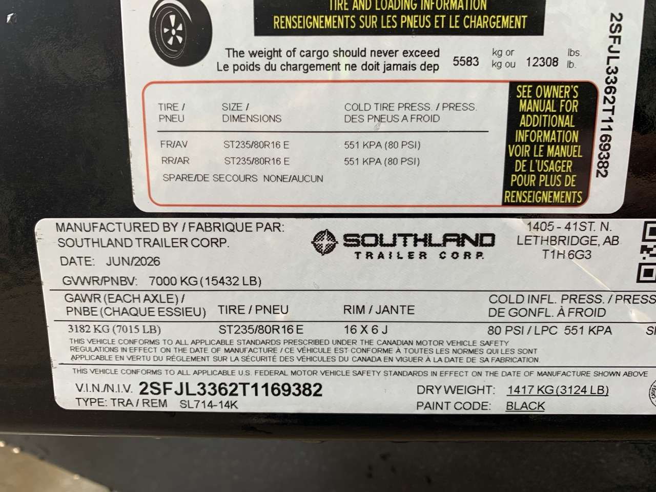 2026 Southland 7' x 14' Dump Tandem 7K Trailer