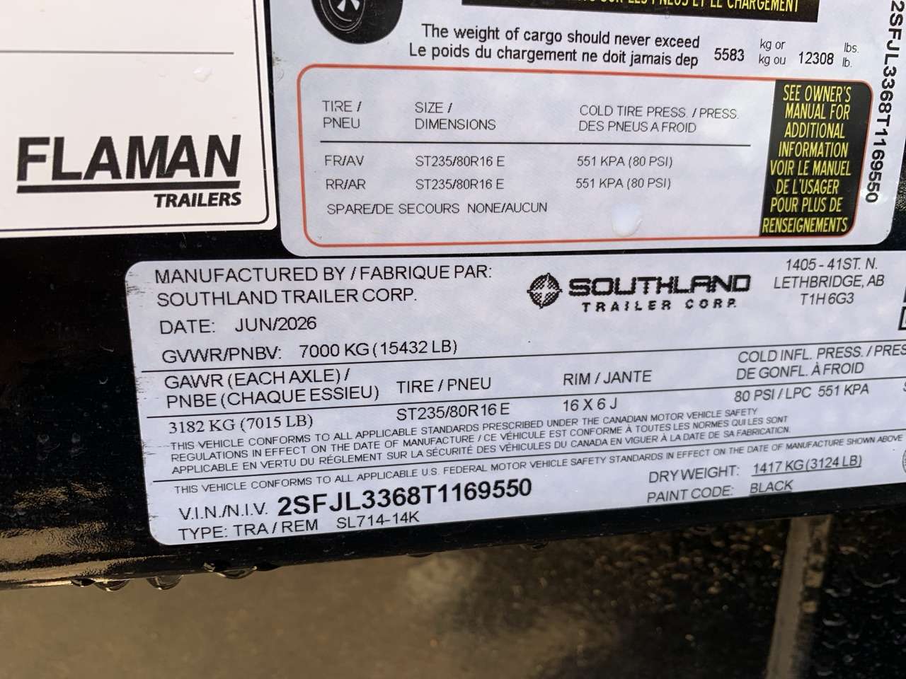 2026 Southland 7' x 14' Dump Tandem 7K Trailer
