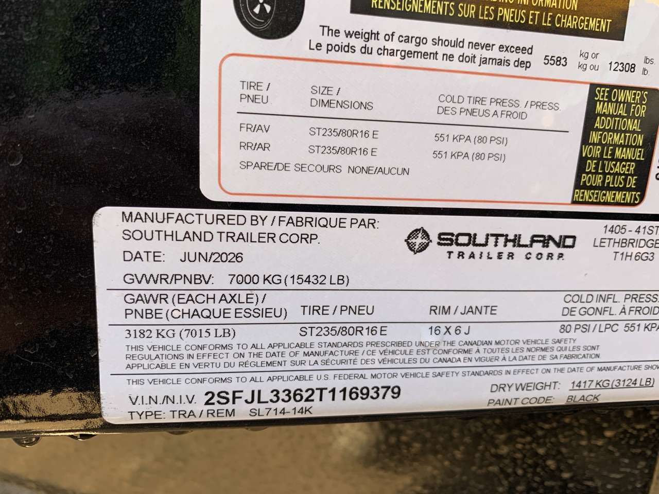 2026 Southland 7' x 14' Dump Tandem 7K Trailer