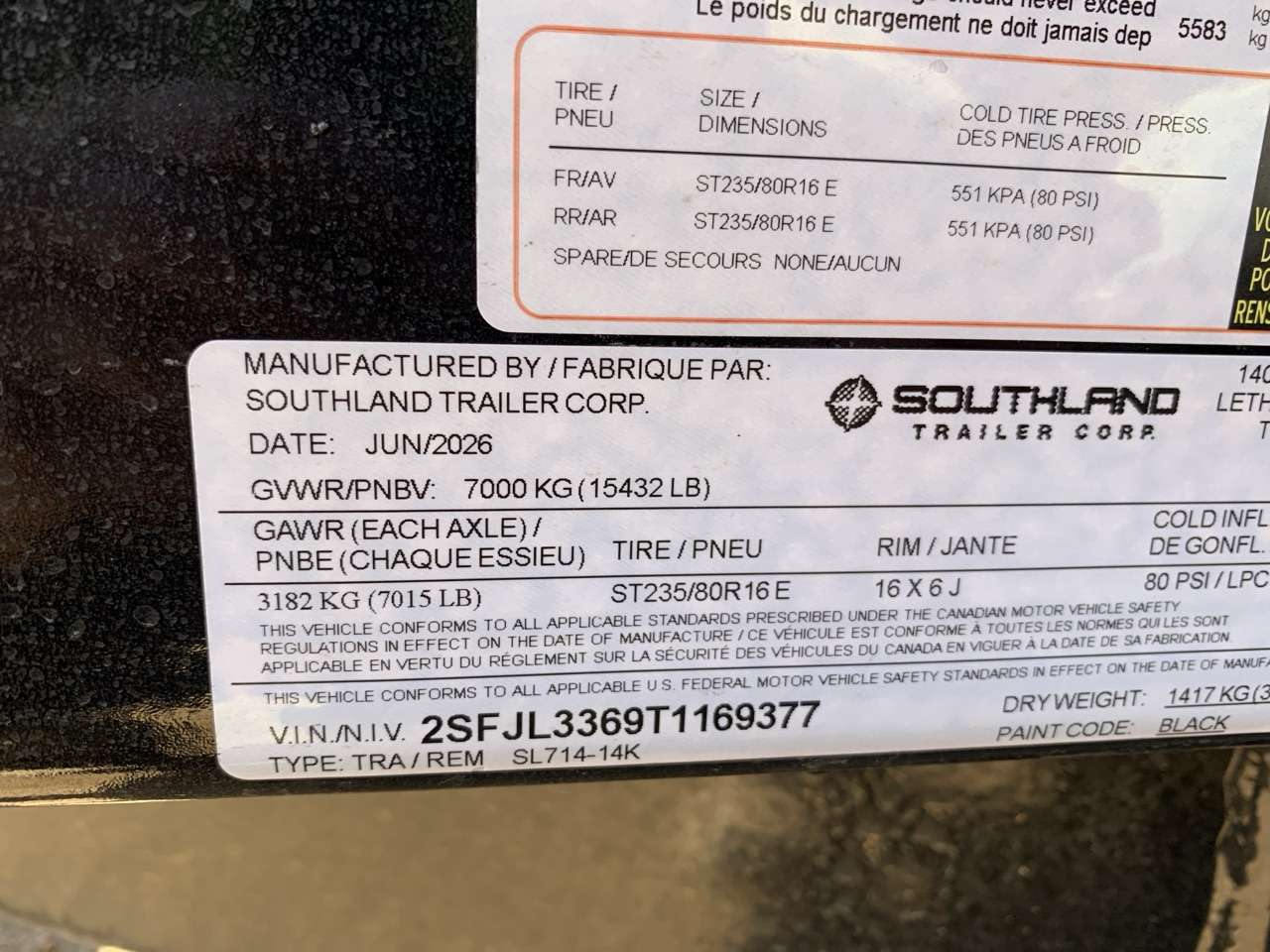 2026 Southland 7' x 14' Dump Tandem 7K Trailer