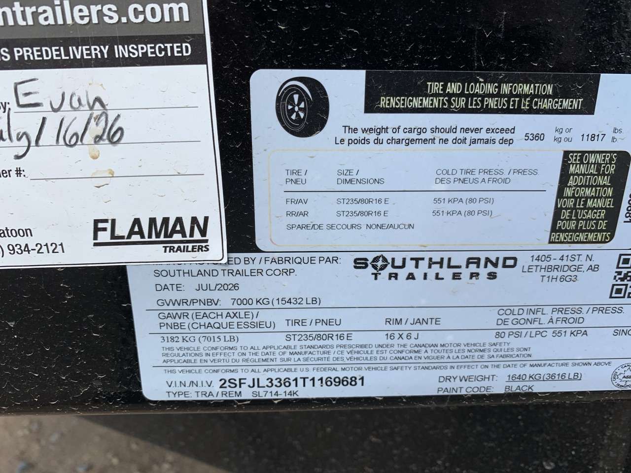2026 Southland 7' x 14' Dump Tandem 7K Trailer