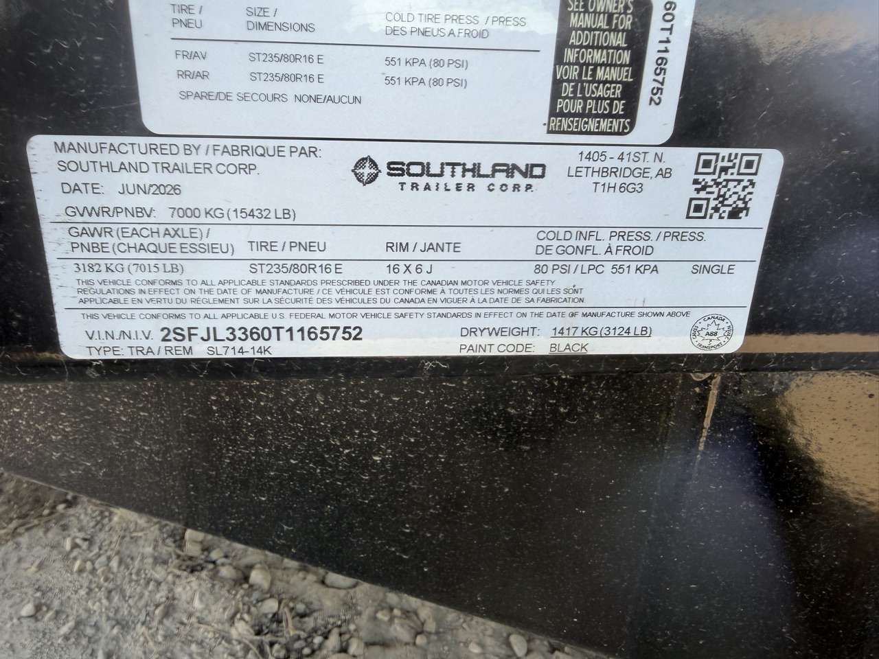 2026 Southland 7' x 14' Dump Tandem 7K Trailer