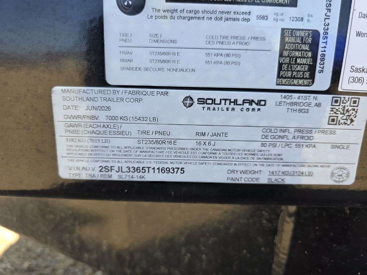 2026 Southland 7' x 14' Dump Tandem 7K Trailer