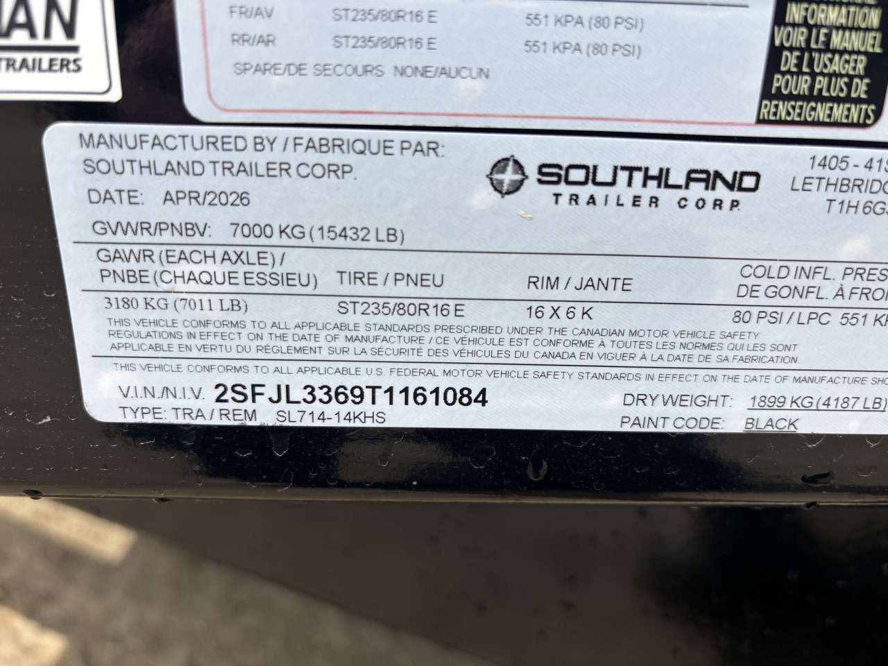 2026 Southland 7' x 14' High Side Dump Tandem 7K Trailer