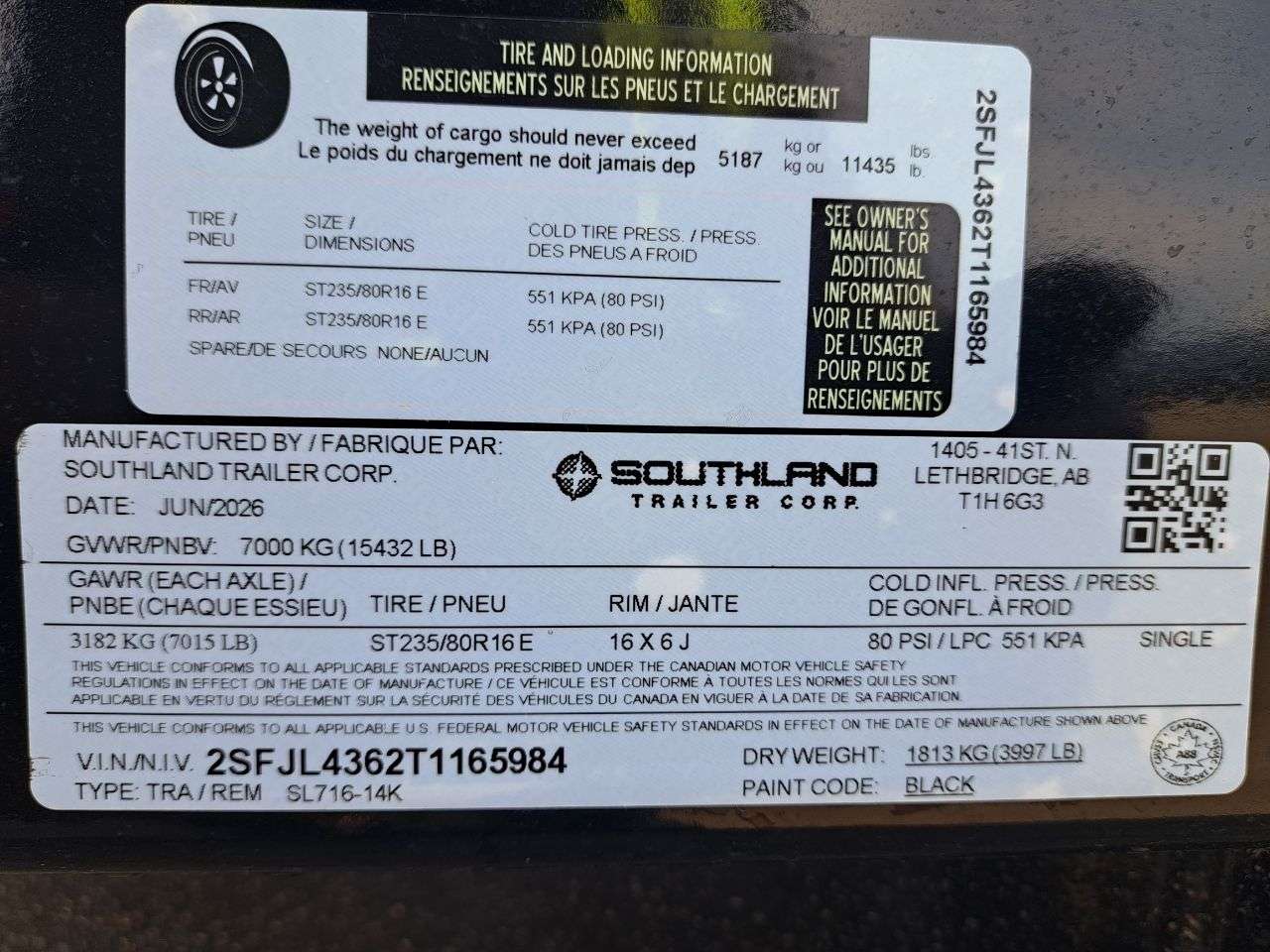 2026 Southland 7' x 16' Dump Tandem 7K Trailer