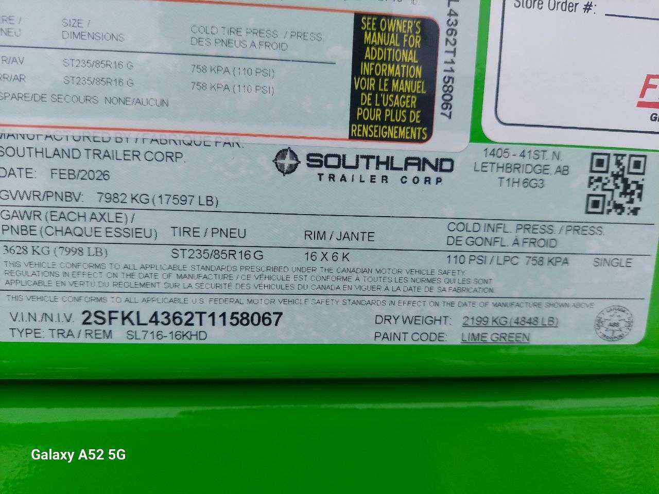 2026 Southland 7' x 16' Tandem Axle Dump Trailer