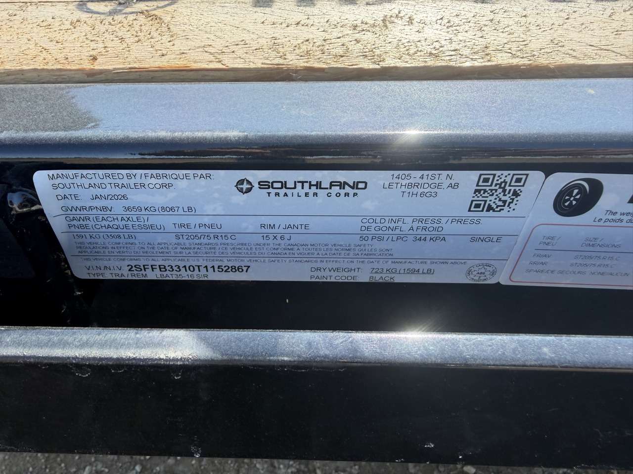 2026 Southland 8'6" x 16' Flat Deck TA 3500 Trailer