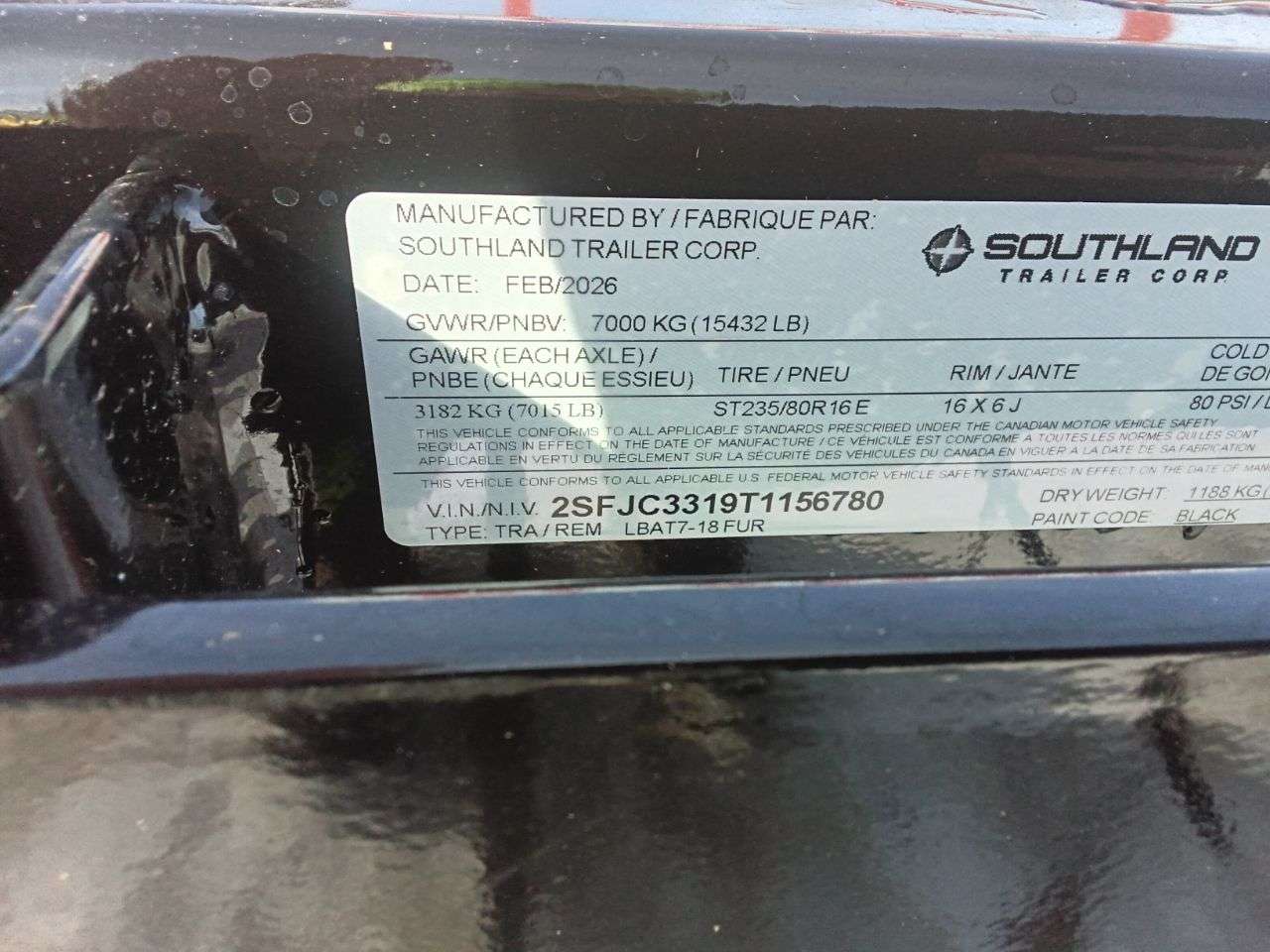 2026 Southland 8'6" x 18' Flat Deck TA 7000 Trailer