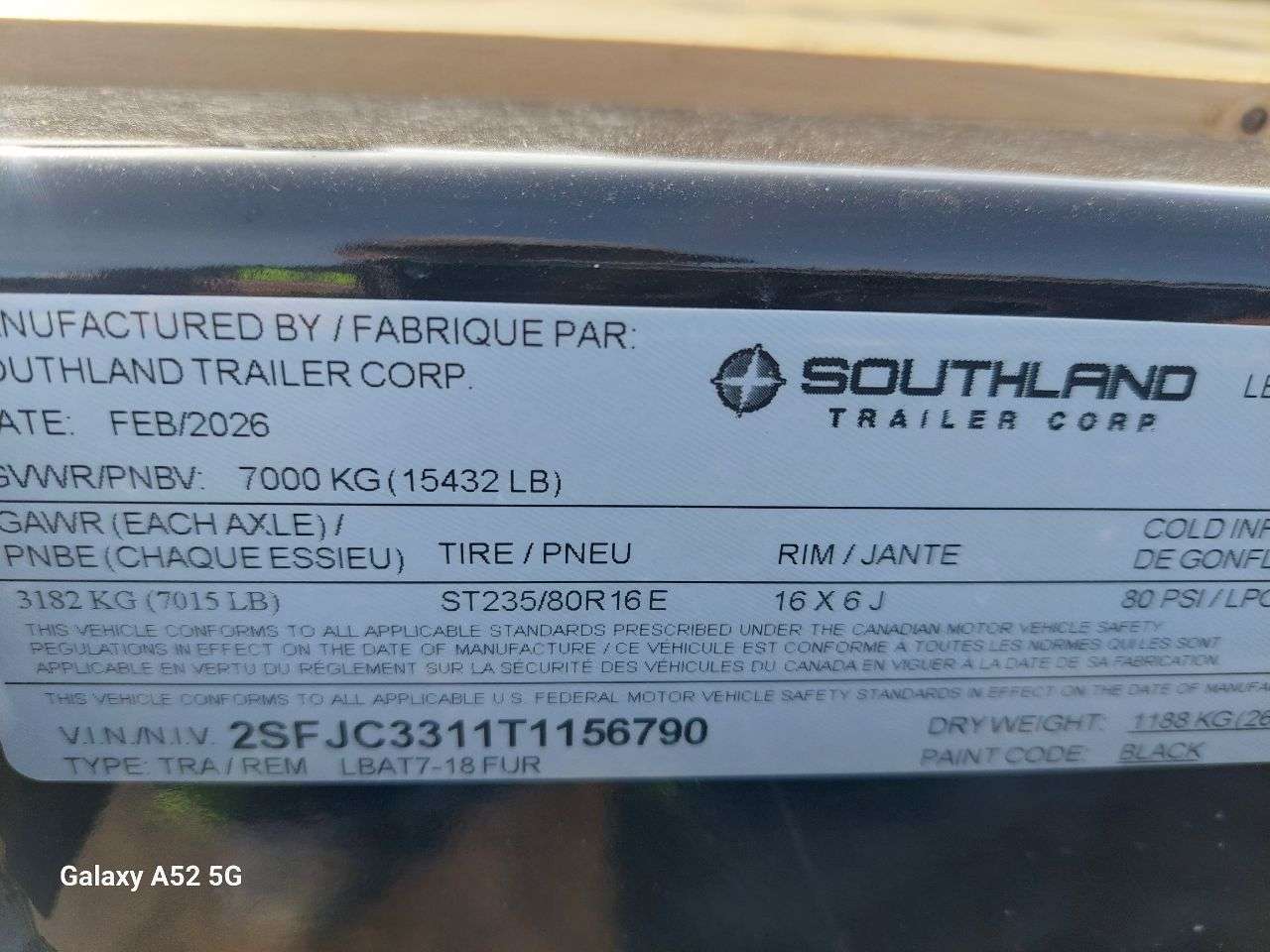 2026 Southland 8'6" x 18' Flat Deck TA 7000 Trailer