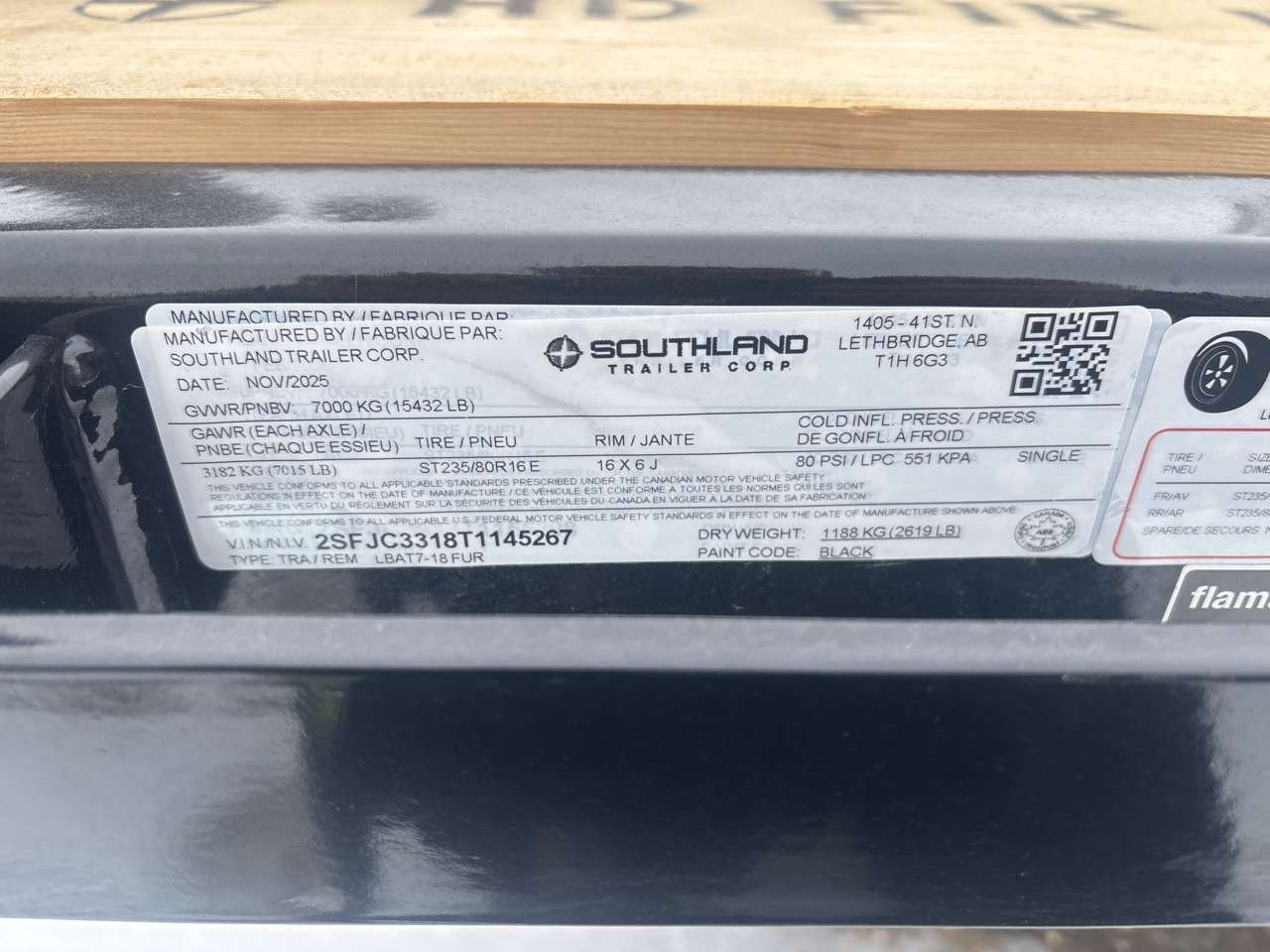 2026 Southland 8'6" x 18' Flat Deck TA 7000 Trailer