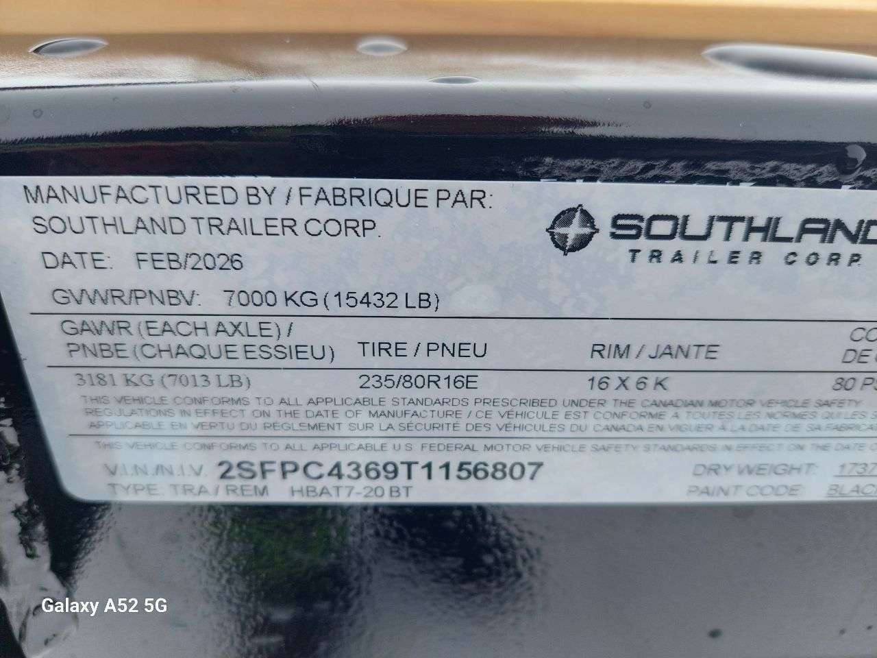 2026 Southland 8'6" x 20' + 5' BT Deckover TA 7000 Trailer