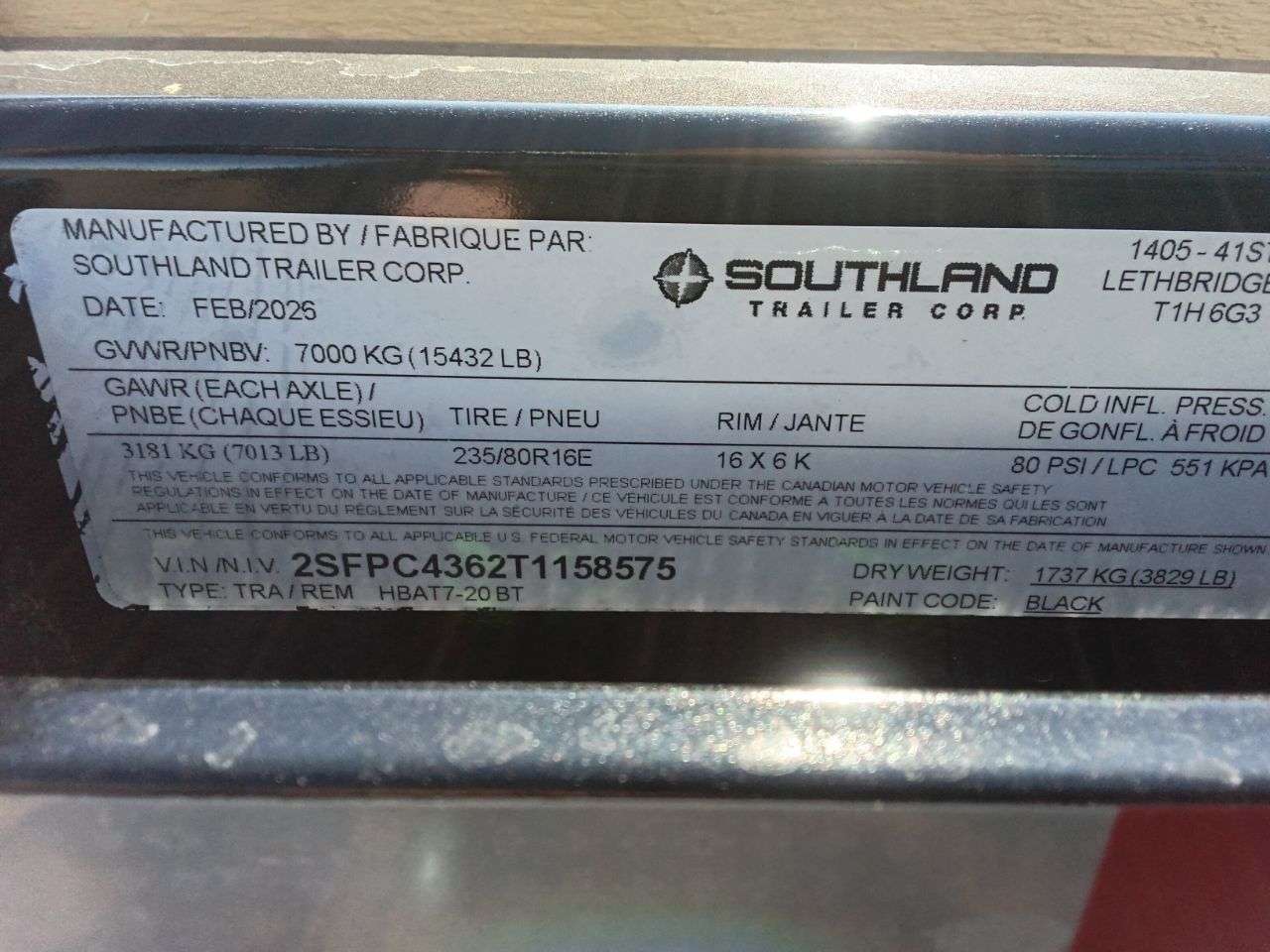 2026 Southland 8'6" x 20' + 5' BT Deckover TA Trailer