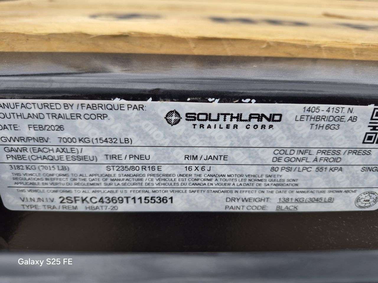 2026 Southland 8'6" x 20' Deckover TA 7000 Trailer