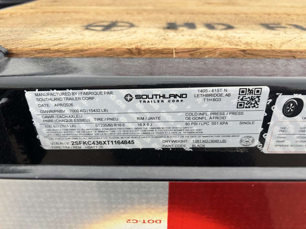 2026 Southland 8'6" x 20' Deckover Tandem 7K Trailer