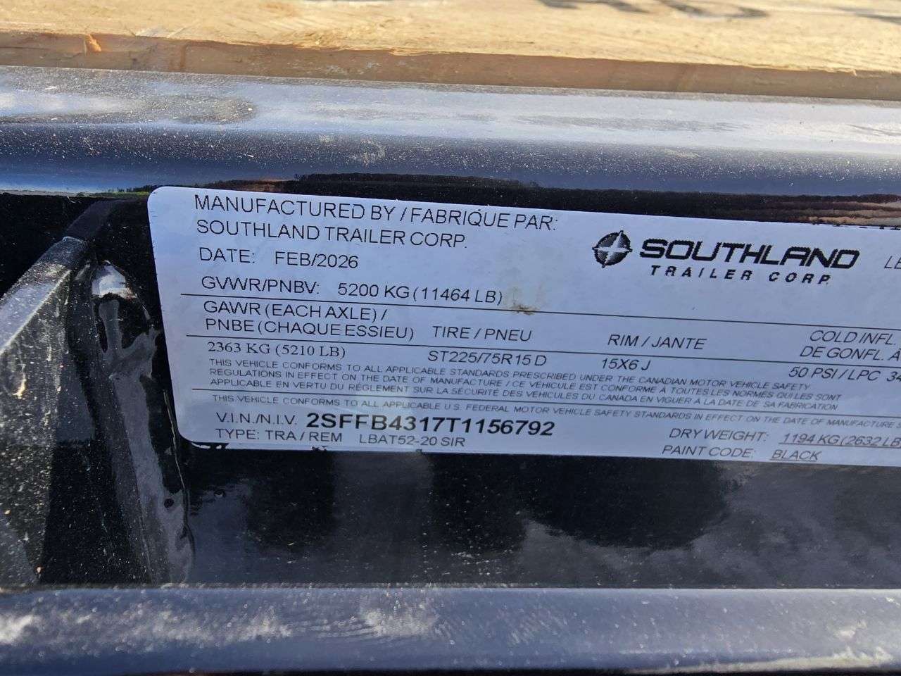 2026 Southland 8'6" x 20' Flat Deck TA 5200 Trailer