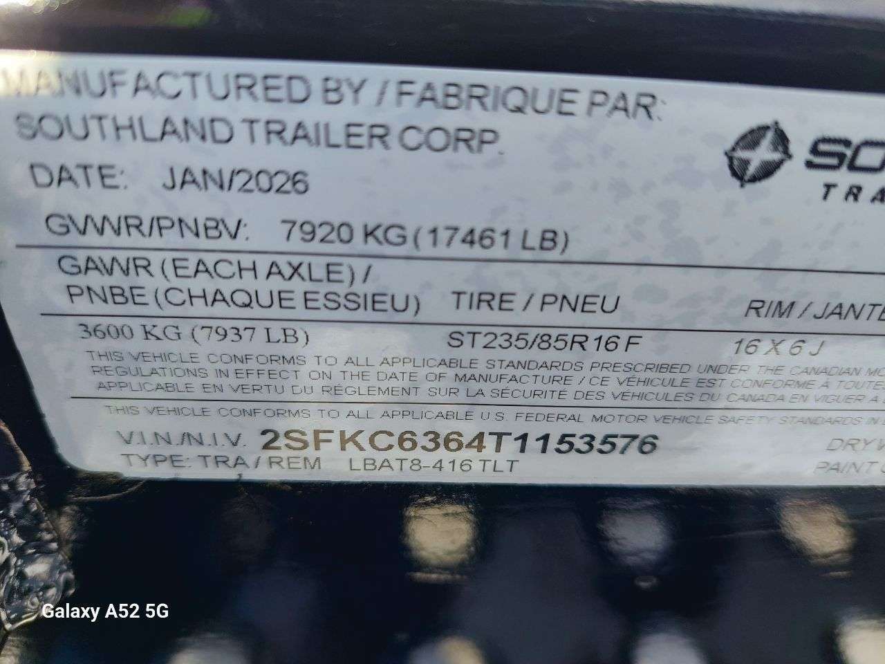 2026 Southland 8'6" x 20' Partial Tilt Trailer