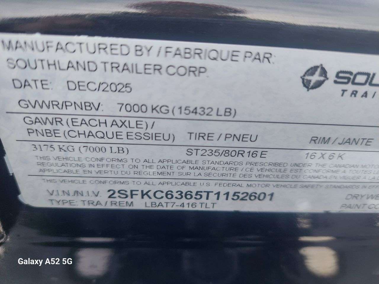 2026 Southland 8'6" x 20' Partial Tilt Trailer