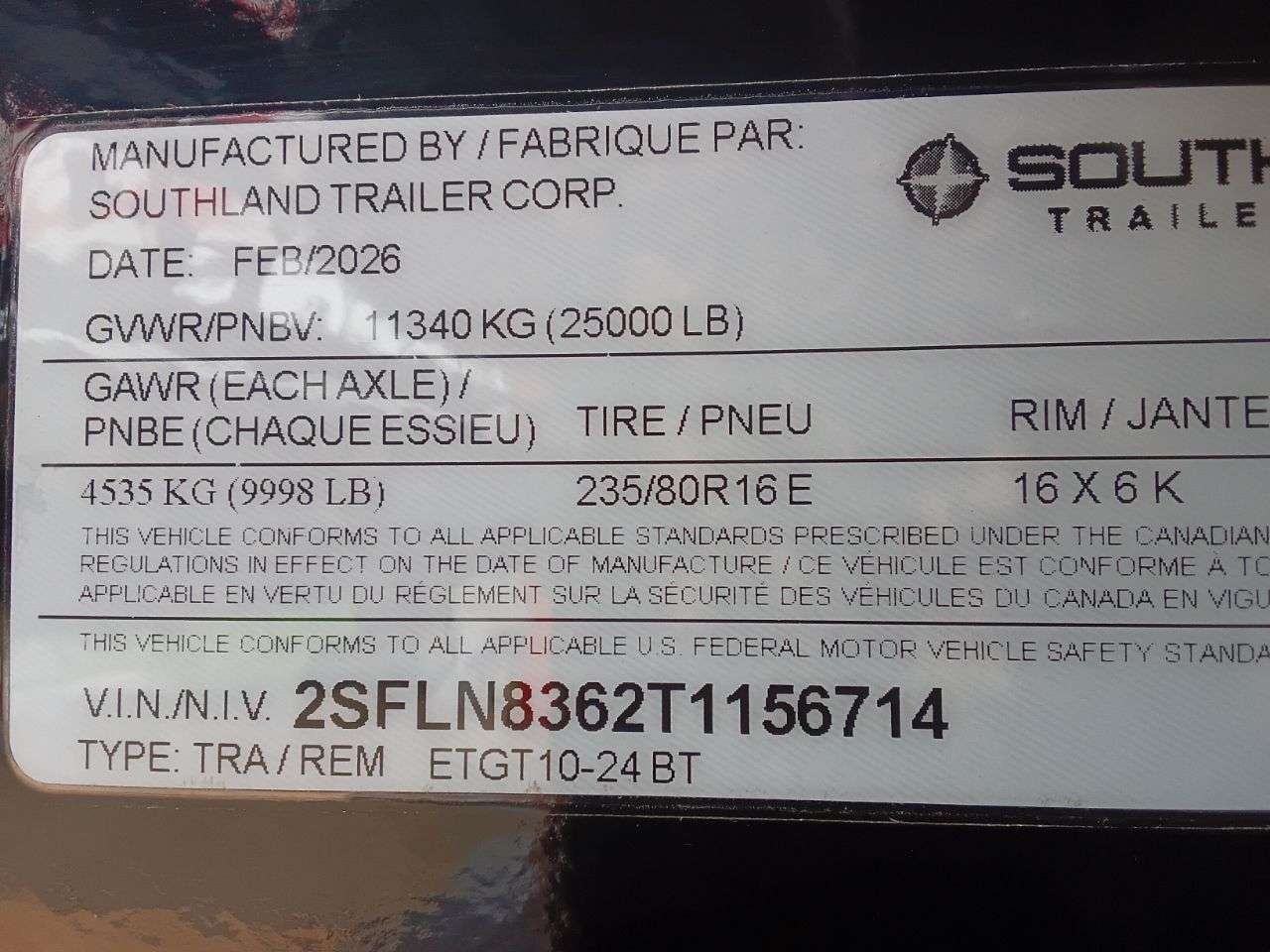 2026 Southland 8'6" x 24' + 6' BT GN Flat Deck TA Trailer