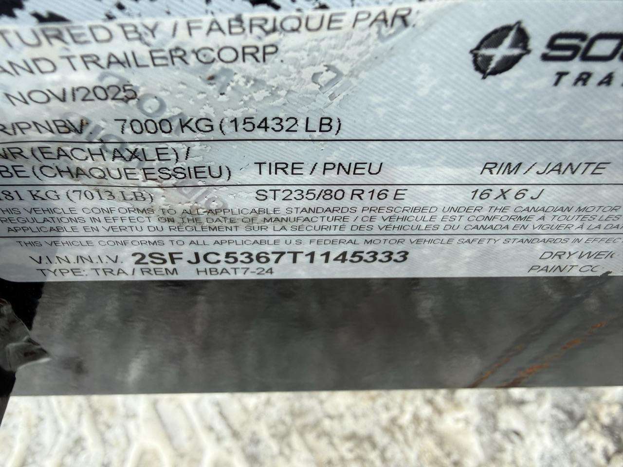 2026 Southland 8'6" x 24' Deckover Trailer