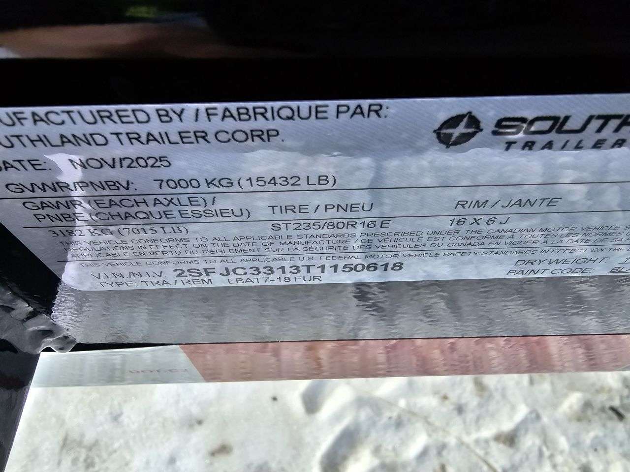 2026 Southland LBA 8'6" x 18' Flat Deck Trailer