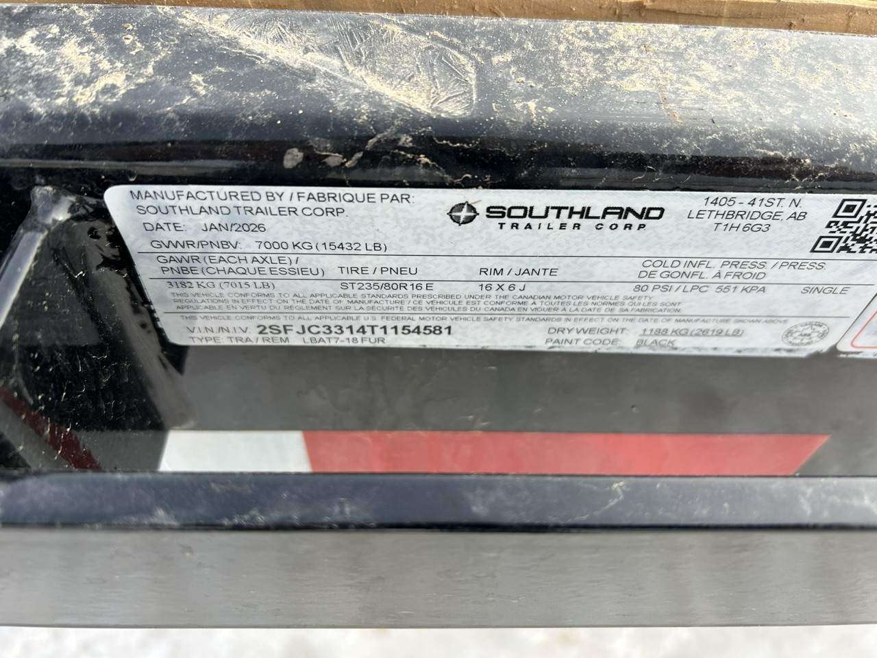 2026 Southland LBA 8'6" x 18' Flat Deck Trailer