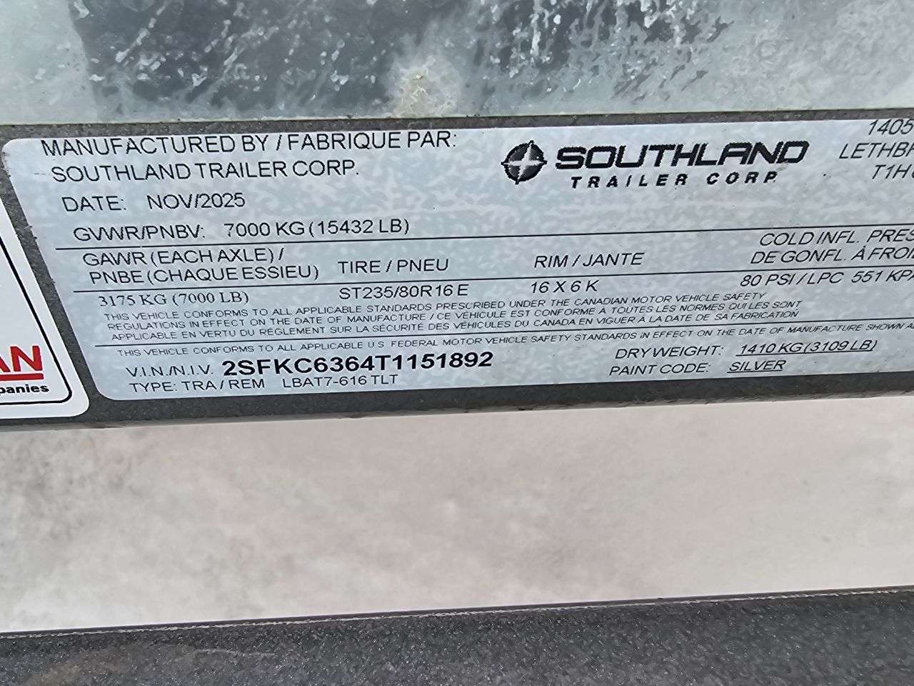 2026 Southland LBA 8'6" x 22' Partial Tilt Trailer