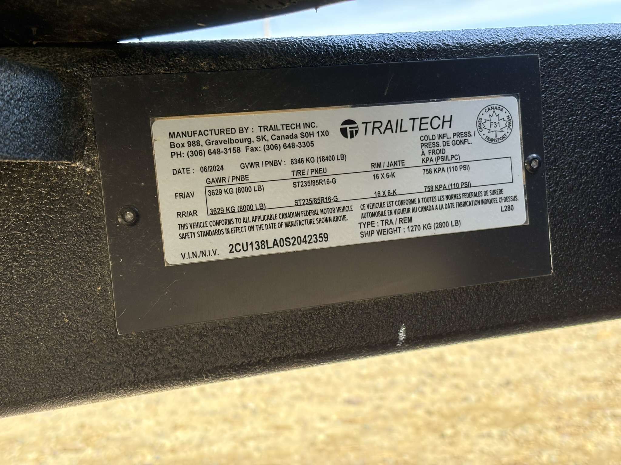 2026 Trailtech 18' + 2' BT Flat Deck Tandem 8K Trailer