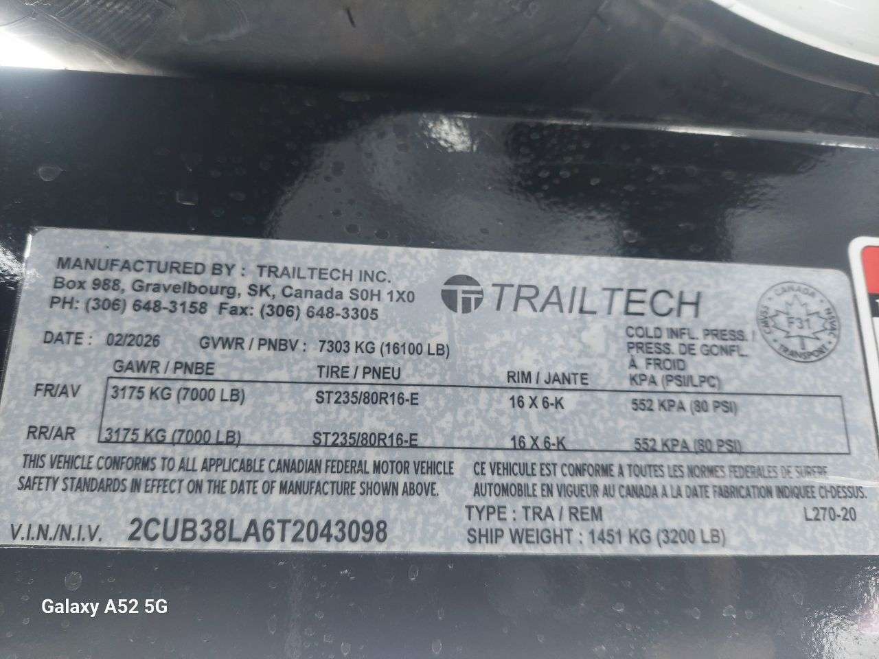 2026 Trailtech 8'6" x 20' Partial Tilt Trailer