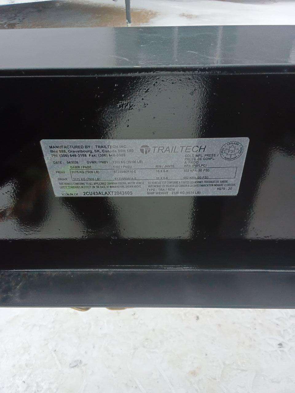 2026 Trailtech 8'6" x 25' Beavertail Deckover Trailer