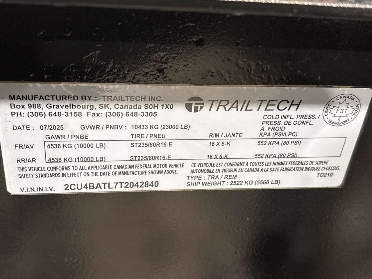 2026 Trailtech 8'6" x 31' Beavertail Flat Deck Trailer
