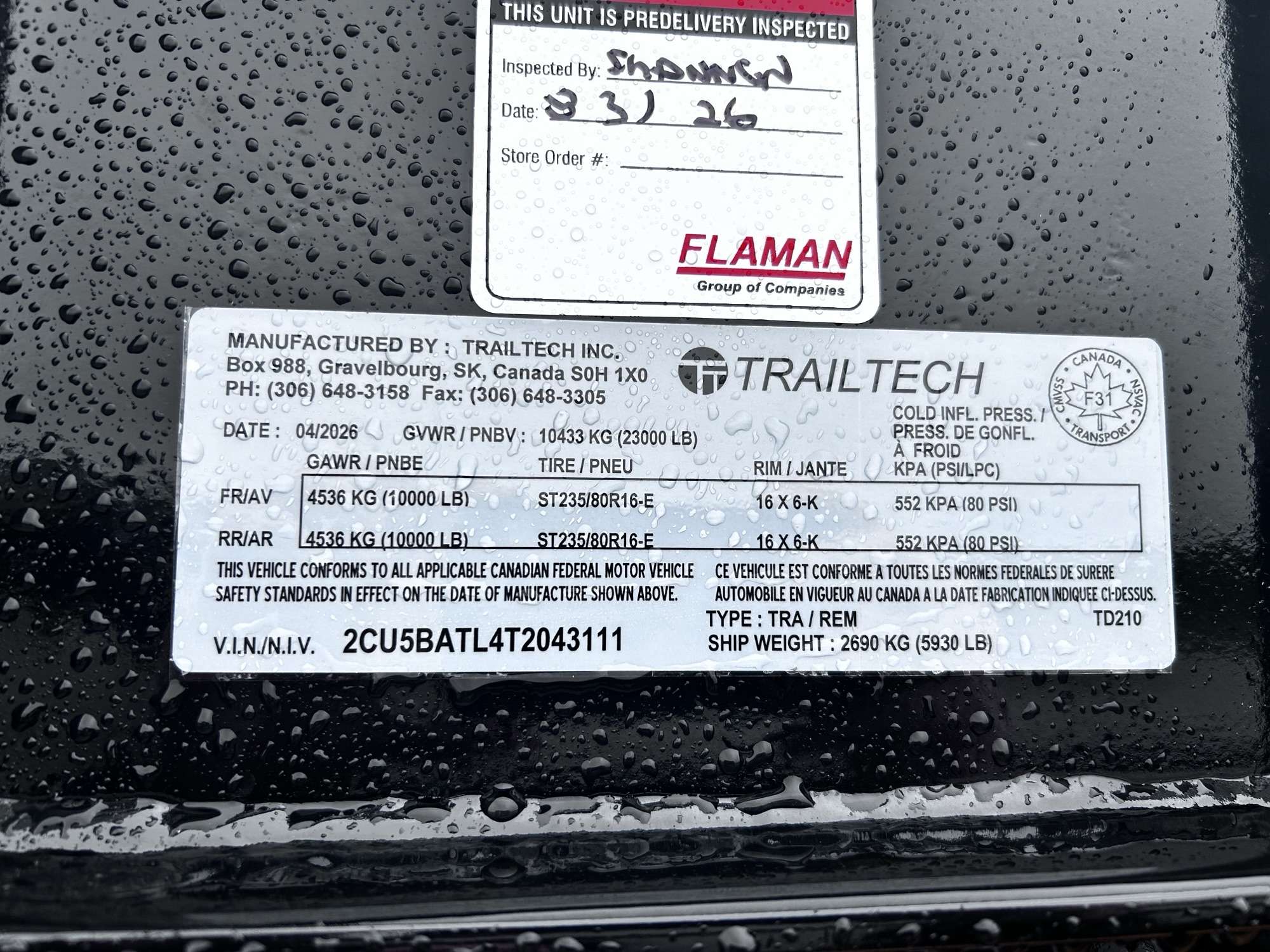 2026 Trailtech 8'6" x 31' GN Beavertail Flat Deck Trailer