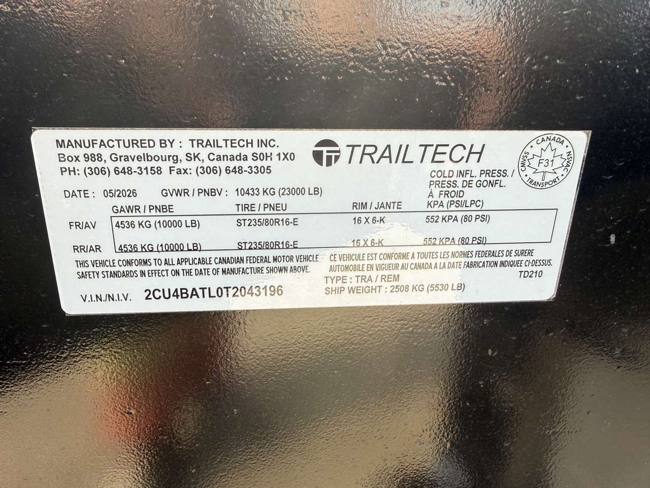 2026 Trailtech 8'6" x 31' Pintle BT Flat Deck Trailer