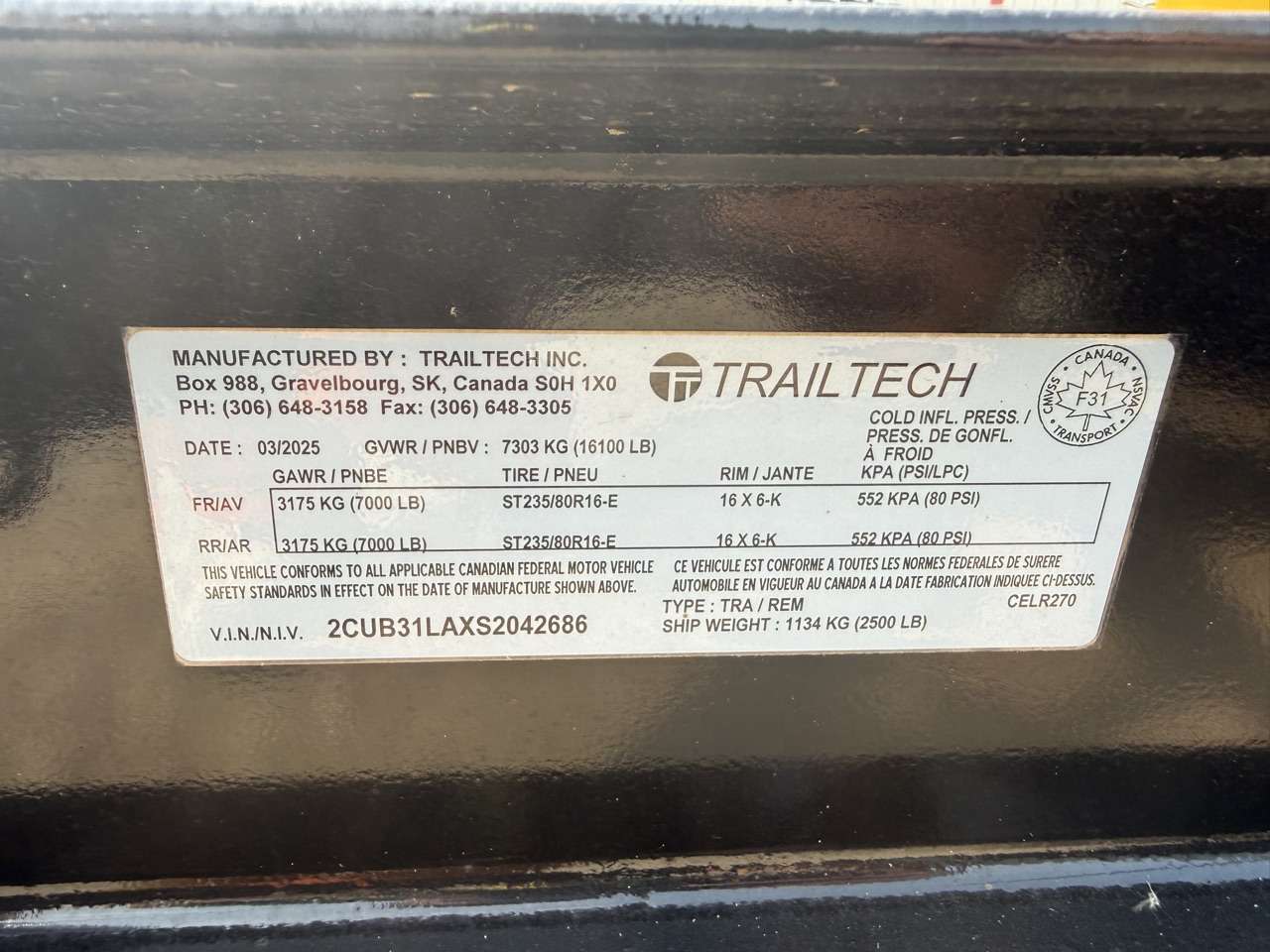 2026 Trailtech 83" x 20' Full Tilt Trailer