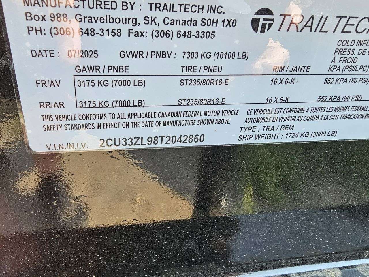 2026 Trailtech PH270 8'6" x 20' Deckover Trailer