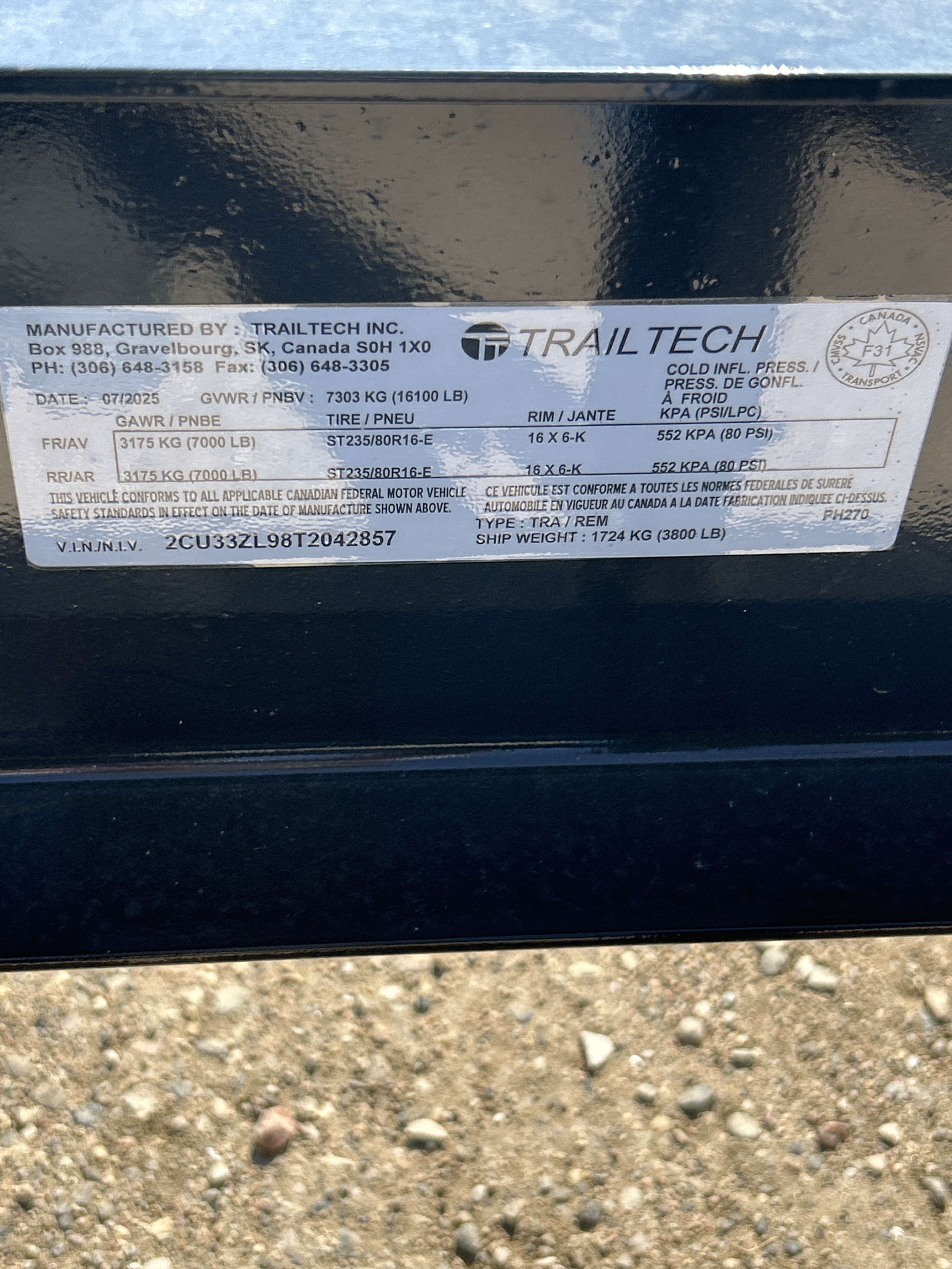 2026 Trailtech PH270  8'6" x 20' Deckover Trailer