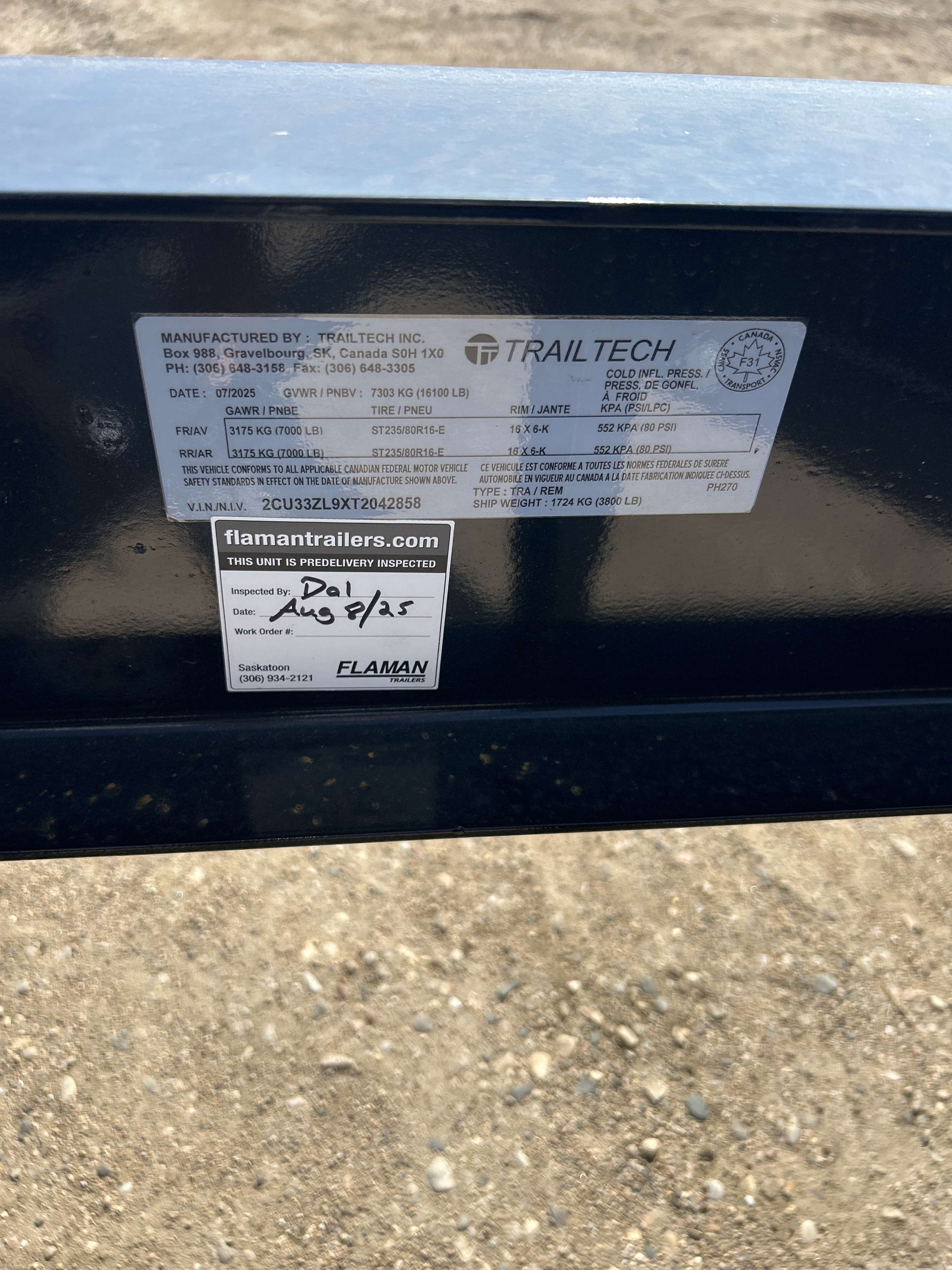 2026 Trailtech PH270 8'6" x 20' Deckover Trailer