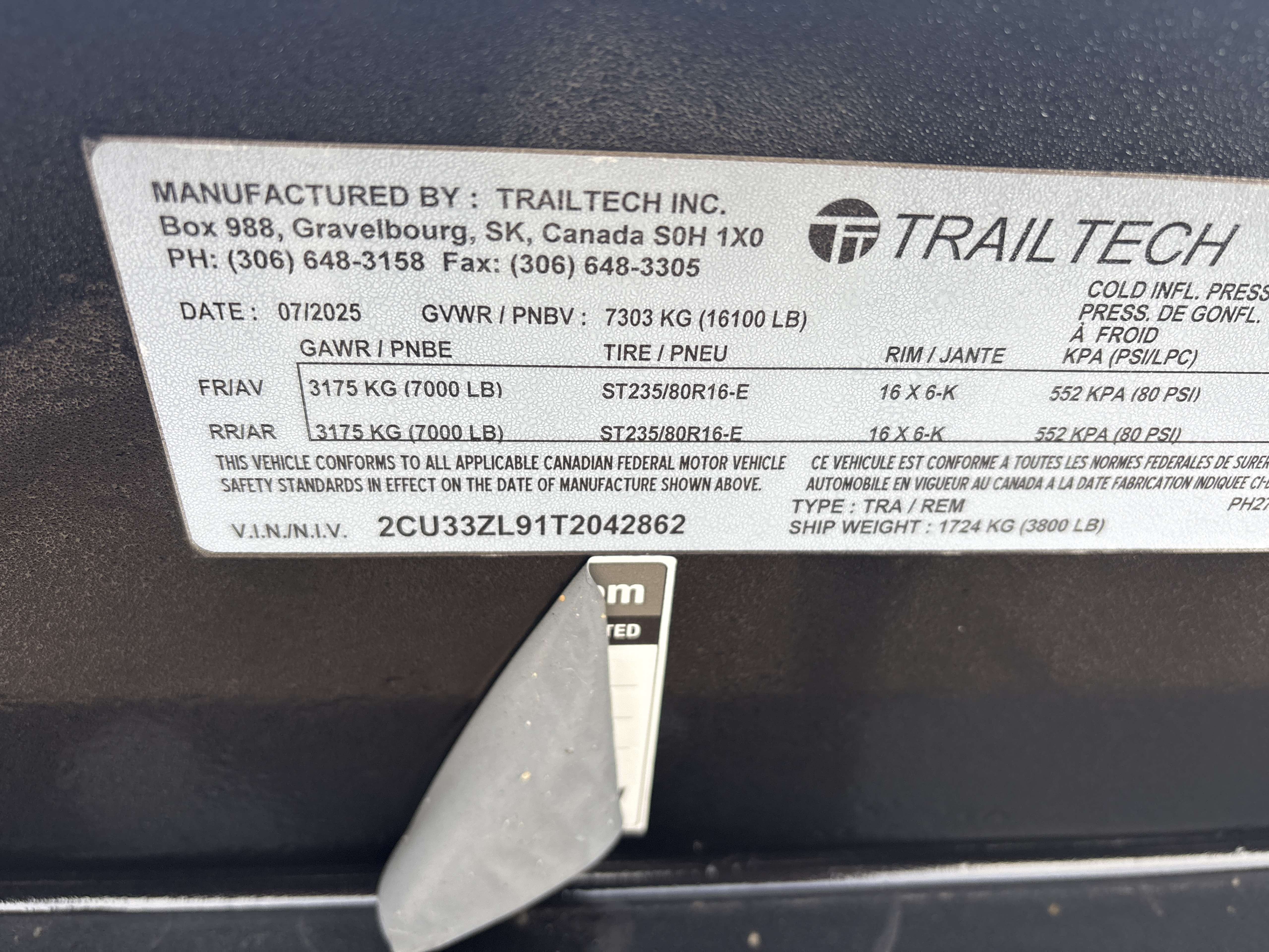 2026 Trailtech PH270 8'6" x 20' Deckover Trailer